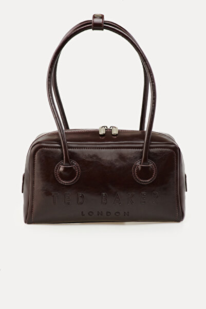 Ted Baker Bordo Çatlak Yüzey Kabartma Logo Omuz Çantası