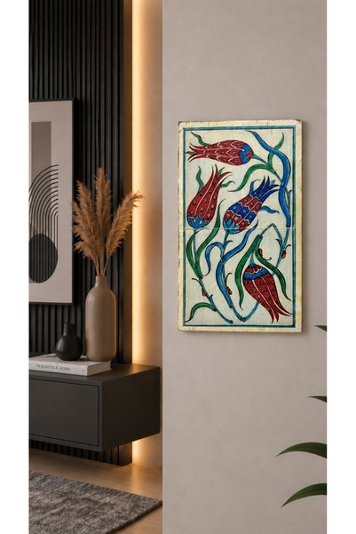 Genel Markalar Türk Çini Lale Tablo 23x13 cm – Geleneksel Lale Motifli Dekora...