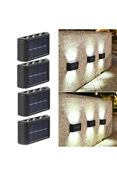 BZRSH Set 4 Lampi Solare de Perete cu 6 LED, Iluminare Sus-Jos, Lumina Alb Re...
