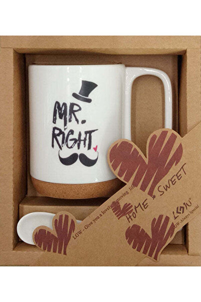 Bobo Porcelain Mug Gift Set with Spoon, “Mr. Right” Design, 320 ml