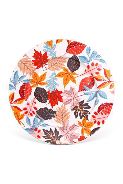 Bewello Tava decorativa de toamna din metal, model frunze, 33 cm, multicolor