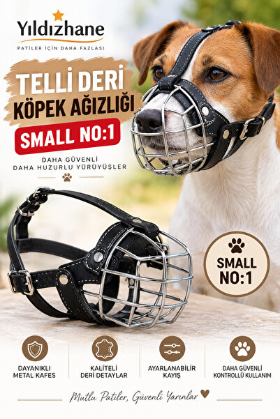 Yıldızhane Telli Deri Köpek Ağızlığı Small No:1 Ayarlanabilir Metal Kafesli K...
