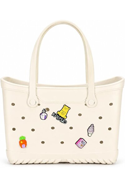 VELMORE 35×11×26cm EVA Rubber Beach Tote Bag with 5 Summer Charms | Waterproo...