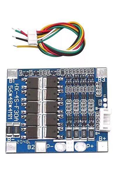 EmAyCenter HX-4S-F30A Mavi 4S 30A 12.8V 14.6V LiFePO4 BMS Pil Koruma Devresi