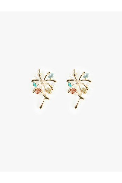 Koton Multi-Colored Beaded Detailed Flower Earrings