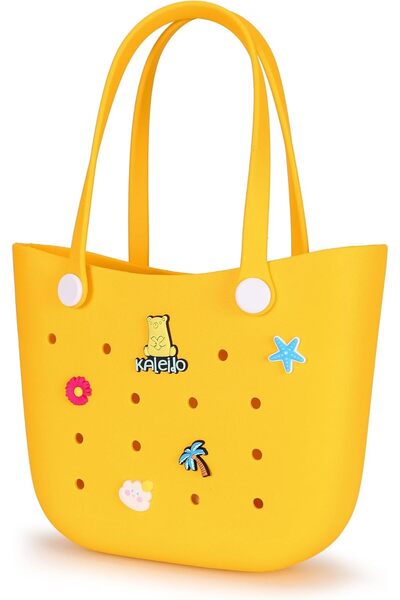 VELMORE Kaliedo 35×11×26cm cm EVA Rubber Beach Tote Bag with 5 Summer Charms ...
