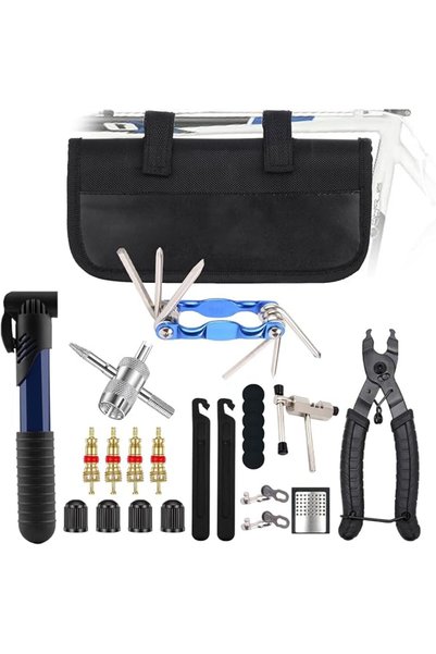 MIKUER 25Pcs Bike Repair Kit, 2‑in‑1 Bicycle Chain & Tire Repair Tool Set, Po...