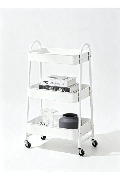 Generic Brand Modern 3-Tier White Rolling Utility Cart - Slim Mobile Storage ...