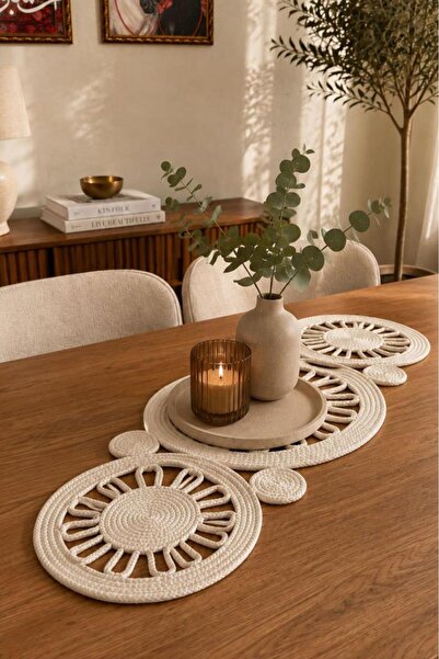 Çeyiz Diyarı Pateka Luxury Crochet 38X93 cm Runner Cream