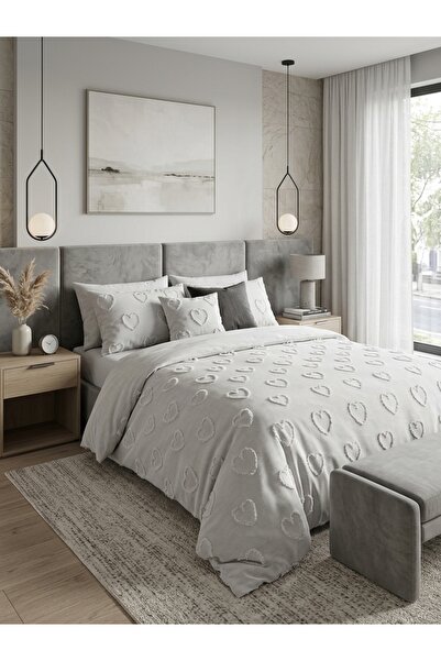 miar home perde tekstil Κάλυμμα διπλού κρεβατιού Pure Love 3 τεμαχίων