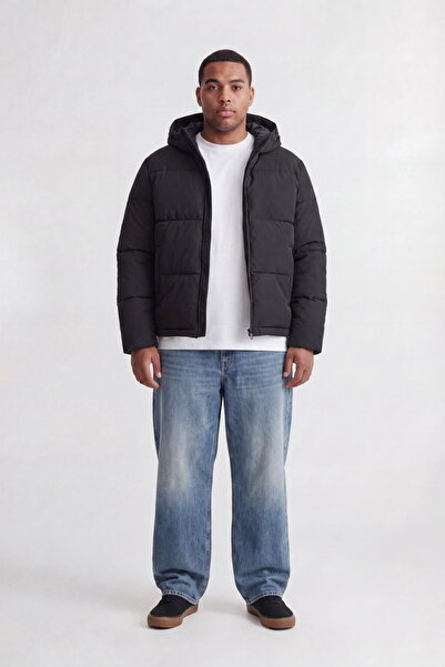 Jack & Jones Plus Size Adjustable Lace-Up Hooded Puffer Jacket - Galaxy