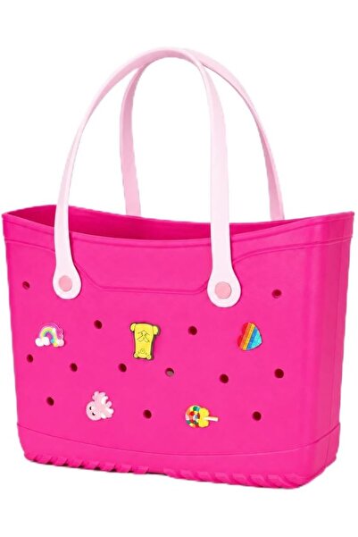 VELMORE 35×11×26cm EVA Rubber Beach Tote Bag with 5 Summer Charms | Waterproo...