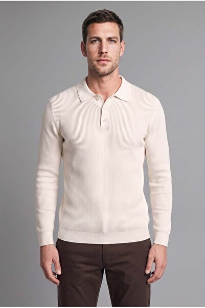 DeFacto Standard Fit Buttoned Polo Collar Knitwear Basic Sweater D1959Ax26Au