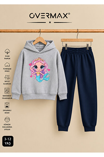 OVERMAX Mermaid Printed Hooded Tracksuit Set – Ages 3-12