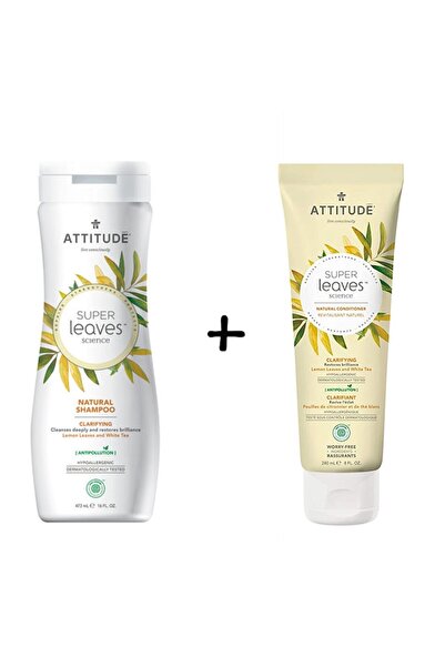 Attitude Șampon organic Superleaves pentru păr gras, 473 ml + Balsam organic ...