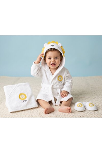 milay's life home collections 100% Cotton Lion Embroidered Bathrobe Towel Sli...