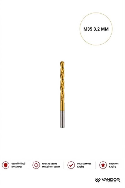 Vandor %5 Cobalt M35 Hss Paslanmaz Metal Çelik Delme Ucu KHS 3.2 Mm - 6156786...