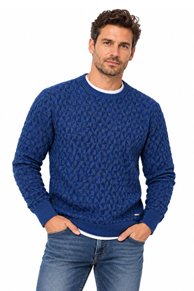 Pulltonic Pulover pentru bărbați guler rotund cu modele geometrice