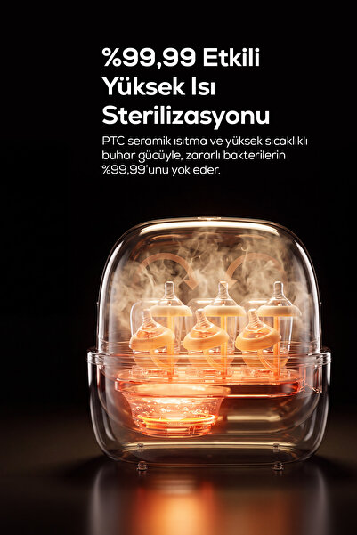 Xenon Smart Biberon Sterilizatörü | Buharlı, Kurutucu, Mama Isıtıcı, Mobil Kontrol, Akıllı (X1001)