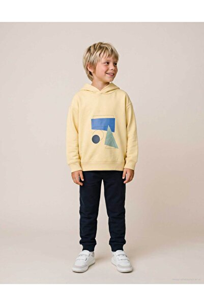 Ziddy Brushed Sweatshirt And Joggers Set With Print For Boys, Yellow/Blue