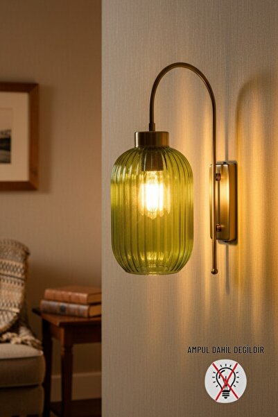 Bamyum Wingmn Green Glass Sconce Wall Lamp Modern Hotel Cafe Vintage Living R...