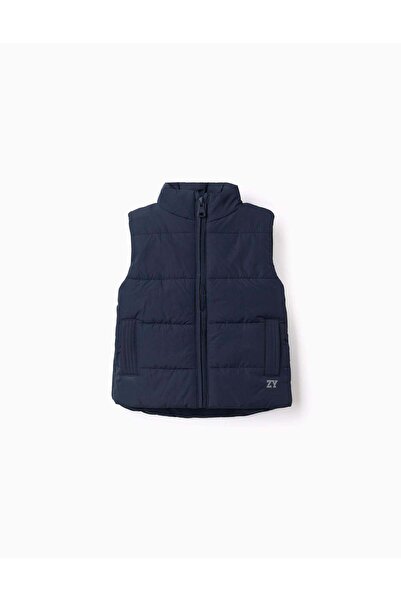 Ziddy Padded Vest With Fleece Lining And Side Pockets For Babies, Navy Blue