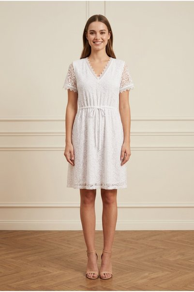 OEM Rochie scurta eleganta din dantela cu textura florala, din bumbac cu deco...