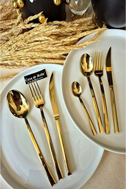 CASA DE BELLA Gold 42 Piece 6 Person Genova Cutlery Set