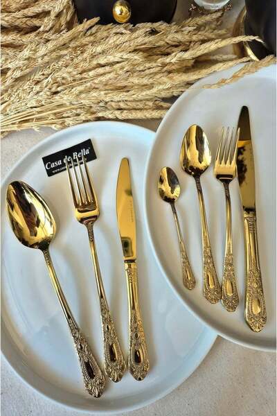 CASA DE BELLA 42 Piece San Marino Gold 6-Person Cutlery Set