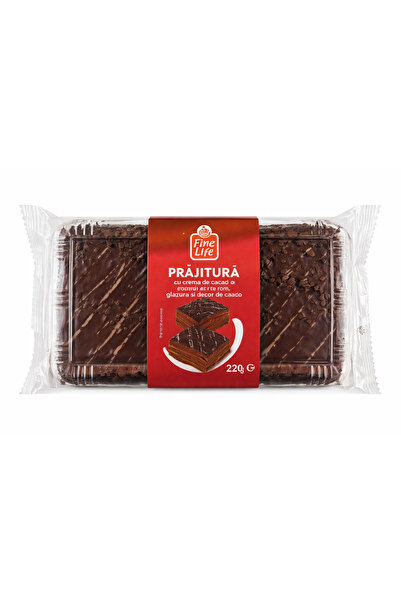 Fine Life Tort cu cremă de cacao și aromă de rom, glazură de cacao și decor, ...