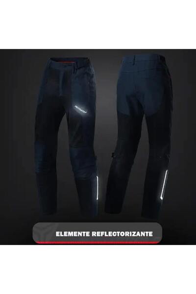 MOTOWOLF Pantaloni moto de vară cu protecții, textil, albaştri