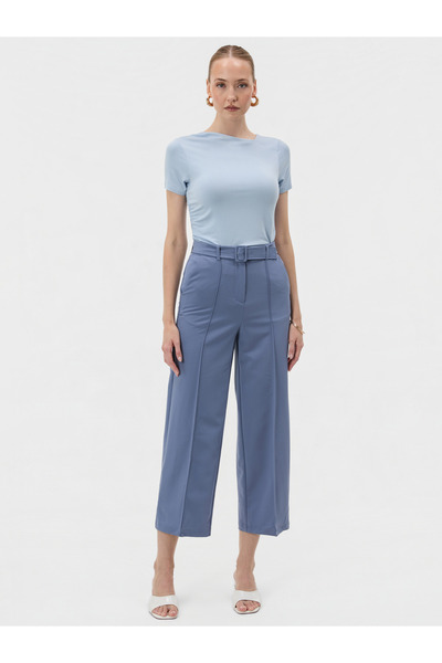 ORSAY Pantaloni de damă cu croială largă, scurtați, cu talie înaltă, albaștri