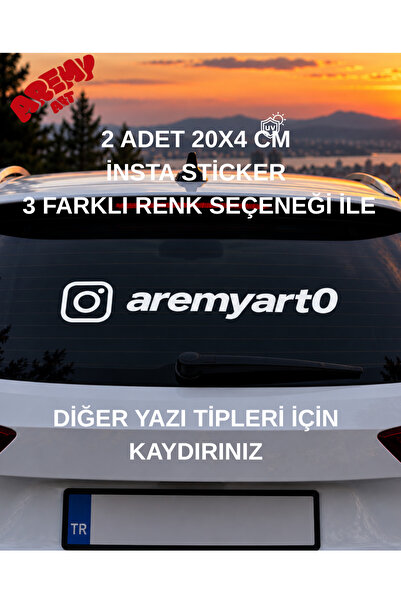 AremyART İnstagram kullanıcı adı sticker Araç, Cam, Motor, 20x4 CM