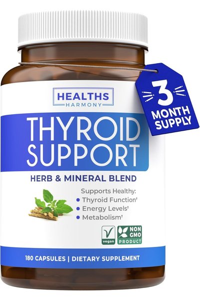 Healths Harmony Thyroid Support with Iodine - 180 Capsules (Non-GMO) Improve ...