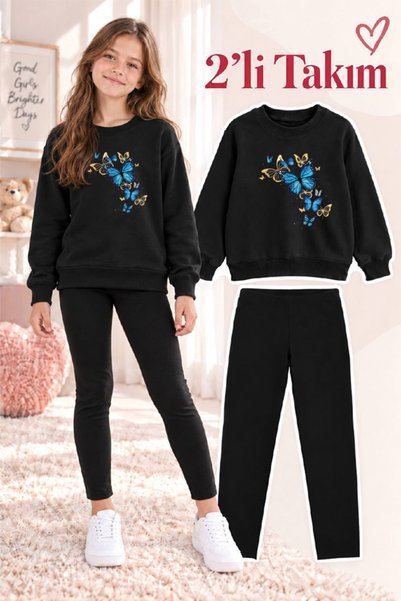 genosha Girl's Crew Neck Sweatshirt and Leggings 2-Piece Set