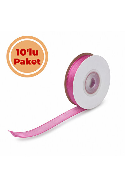 Renk İthalat Organza Tulle Ribbon Pink 1 cm 225 Meters Ornament Decoration Br...