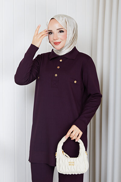 Pamuk Butik طقم تريكو نسائي مكون من قطعتين مع بنطلون ميرسيريزد