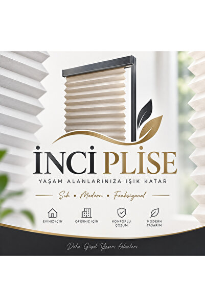 İNCİ PLİSE Cam Balkon Perdesi – Özel Ölçü Plise Perde – Antrasit, Beyaz, Krem...