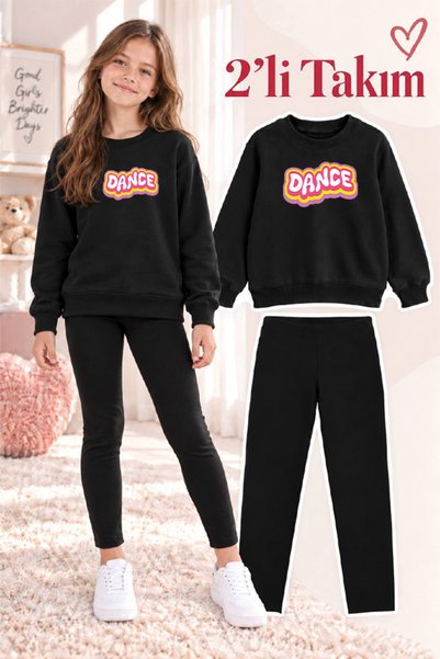 genosha Girl's Crew Neck Sweatshirt and Leggings 2-Piece Set