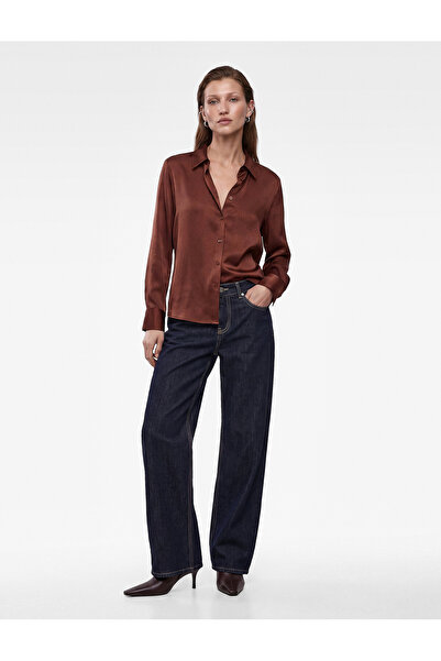 Koton Regular Fit Buttoned Long Sleeve Classic Collar Satin Shirt