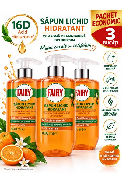 Fairy Bodrum Ενυδατικό Υγρό Σαπούνι με Άρωμα Μανταρίνι 400 ml × 3 Τεμάχια – Π...