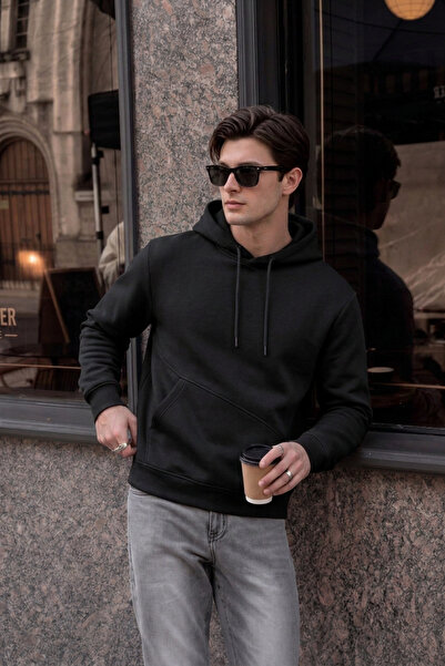 EydaMoon Men's Winter 3-Strand Fleece Hooded Oversize Sweatshirt with Cut-Out...