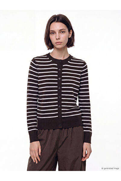 LC Waikiki Crew Neck Striped Women's Knitwear Cardigan