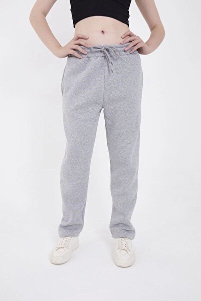 VELİZADE Women's High Waist Tubular Leg Comfort Model 3 Threaded Cotton Gray ...