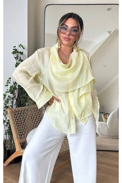 Olbia Women's Yellow Lyocell Shirt with Shawl Detail