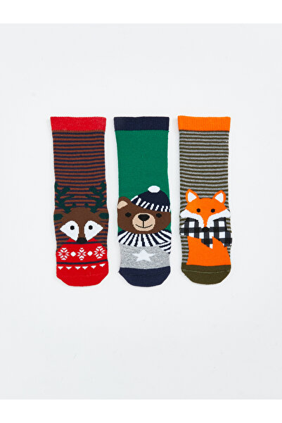 LC Waikiki Patterned Boys' Terry Ankle Socks 3-Pack