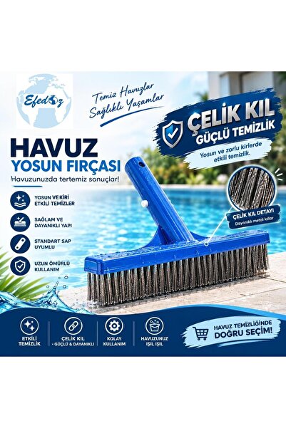 EFEDOZ Havuz Yosun Fırçası Çelik Telli Fırça