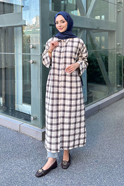 Ovn. Rowan Plaid Comfortable Tunic - Brownblue