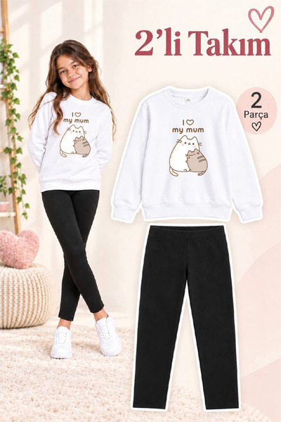 genosha Girl's Crew Neck Sweatshirt and Leggings 2-Piece Set