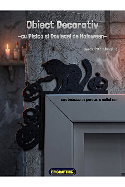Epic Crafting Decor pentru Usa - cu Pisici si Dovleci de Halloween